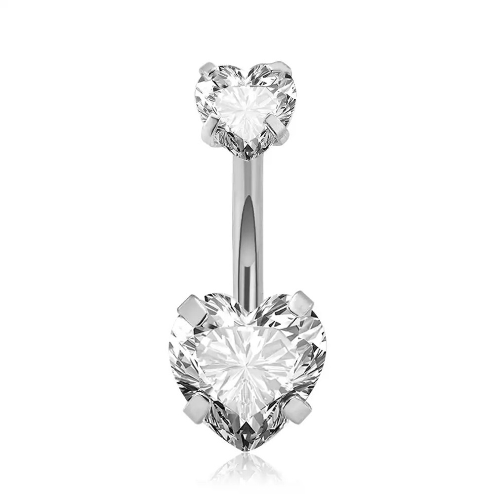 Surgical steel heart shape belly button ring new